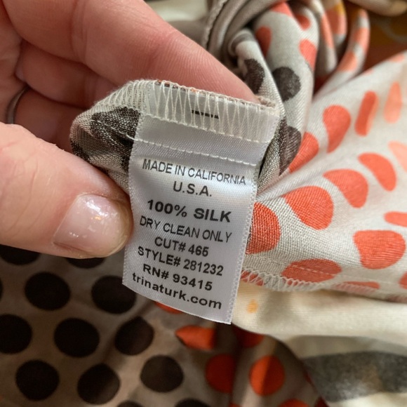 Trina Turk 100% Silk Dress Retro Tie Waist Sz 2 USA cocktail - Picture 11 of 12